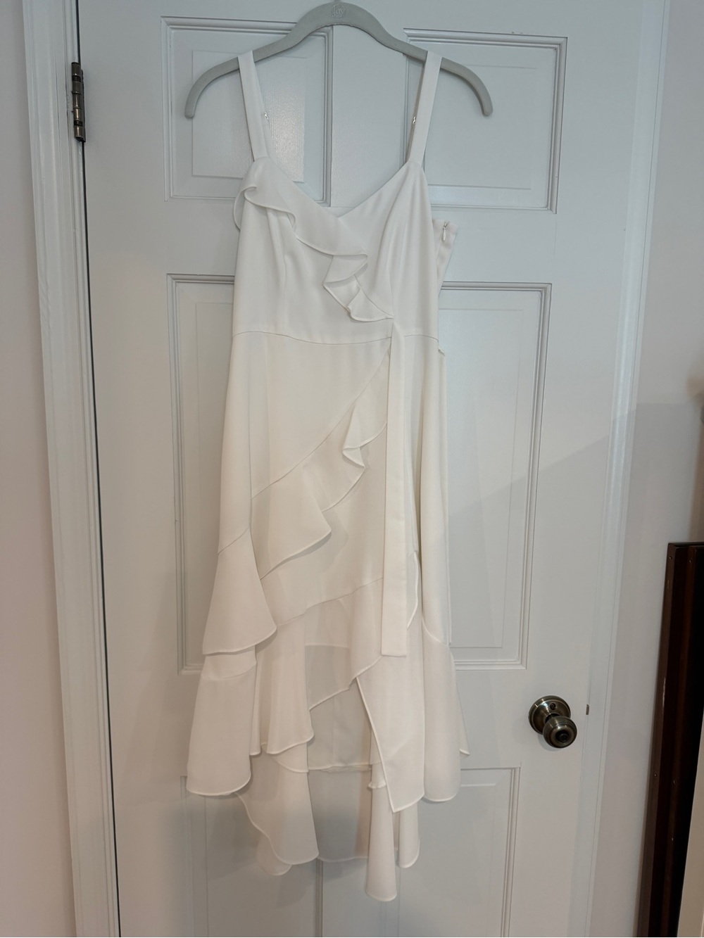 Parker Ivory Asymmetrical Tiered Slip Dress